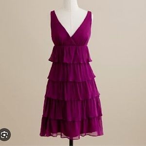 J Crew Silk Chiffon Ruffle Dress
